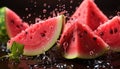 Fresh watermelon slice, juicy and sweet, perfect summer refreshment generated by AI