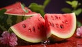 Fresh watermelon slice, sweet, juicy, refreshing, healthy summer snack generated by AI