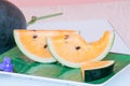 Fresh watermelon yellow on dish. Royalty Free Stock Photo