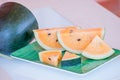 Fresh watermelon yellow on dish. Royalty Free Stock Photo