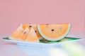 Fresh watermelon yellow on dish. Royalty Free Stock Photo