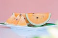 Fresh watermelon yellow on dish. Royalty Free Stock Photo