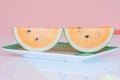 Fresh watermelon yellow on dish. Royalty Free Stock Photo