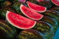 Fresh watermelons trading in the Turkish market Royalty Free Stock Photo