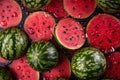 Fresh watermelons with water drops on them