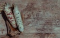 Fresh waxy corn or Sweet glutinous corn on Rustic old wooden background Royalty Free Stock Photo