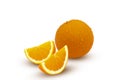 Fresh wet oranges fruits , sliced isolated on white background with clipping path