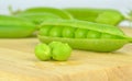 Fresh wet peas in a pea pod Royalty Free Stock Photo