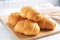 Fresh wheat bread rolls. Rolls for a hot dog or hamburger. White background copy space.