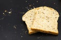 Fresh wheat bread slice isolated on black background Royalty Free Stock Photo