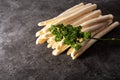 Fresh white asparagus on black background Royalty Free Stock Photo