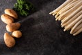 Fresh white asparagus on black background Royalty Free Stock Photo