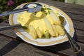 Fresh white asparagus on a plate with sauce hollandaise Royalty Free Stock Photo