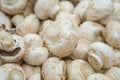 Fresh white button mushrooms on the farmers` market Royalty Free Stock Photo