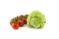 Fresh white cabbage and cherry tomato twig Royalty Free Stock Photo