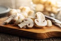 Fresh white champignon mushrooms Royalty Free Stock Photo