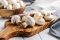 Fresh white champignon mushrooms Royalty Free Stock Photo