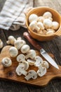 Fresh white champignon mushrooms Royalty Free Stock Photo