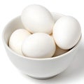 Fresh White Eggs in a White Bowl Isolated on White Background Royalty Free Stock Photo