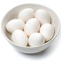 Fresh White Eggs in a White Bowl Isolated on White Background Royalty Free Stock Photo