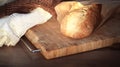Fresh white loaf of bread, rustic style Royalty Free Stock Photo