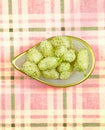 Fresh white mulberry bowl on tablecloth