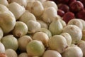 Fresh white onions at the farmers market. Royalty Free Stock Photo