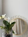 Fresh white orchid and mirror Royalty Free Stock Photo