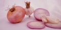 Fresh white organic produce onion isolated with grouping in white background