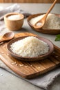 White Rice Grains on a Rustic Wooden Surface Royalty Free Stock Photo