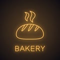 Fresh white round bread neon light icon