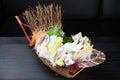 Fresh white squid sashimi boat Royalty Free Stock Photo