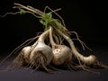 Fresh white turnip on black background on wooden table Royalty Free Stock Photo