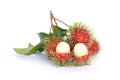 Whole bunch of Rambutan fruits has a delicious sweet taste isolated on white background. Royalty Free Stock Photo