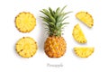 Fresh whole and cut pineapple Royalty Free Stock Photo