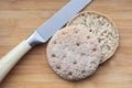 Fresh bread roll cut in half Royalty Free Stock Photo