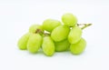 fresh whole Green bunch, cluster or group of Thompson table seedless grapes, isolated on white background. various angles. sweet Royalty Free Stock Photo