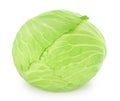 Fresh whole green cabbage isolated on a white background. Royalty Free Stock Photo