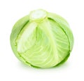 Fresh whole green cabbage isolated on a white background Royalty Free Stock Photo