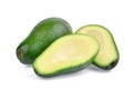 Fresh whole and half avocado isolated on white Royalty Free Stock Photo