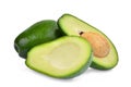 Fresh whole and half avocado on white Royalty Free Stock Photo