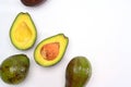 Fresh avocado on white background.Healthy fruits concept.