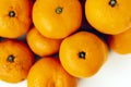 Fresh whole mandarin oranges background , top view