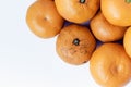 Fresh whole mandarin oranges background , top view