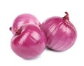 Fresh whole red onions on white Royalty Free Stock Photo