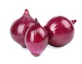 Fresh whole red onions on white Royalty Free Stock Photo