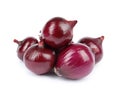 Fresh whole red onions on white Royalty Free Stock Photo