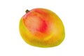 Fresh whole ripe mango isolated on white background. Top view