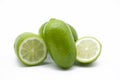 fresh whole and slice green Lemons isolated on white background Royalty Free Stock Photo
