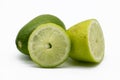 fresh whole and slice green Lemons isolated on white background Royalty Free Stock Photo